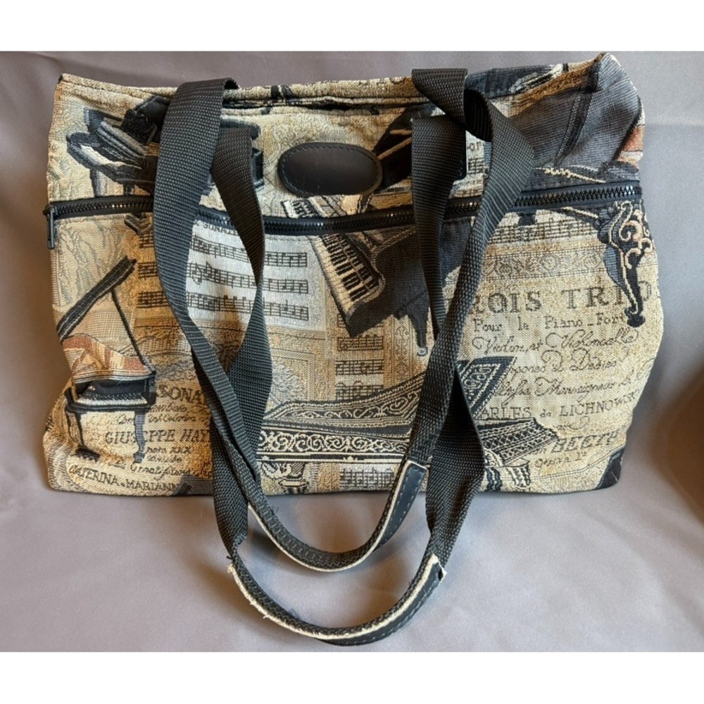 Vtg Classical Music Teacher Tapestry Handbag Piano‎ Lessons Mozart Beethoven